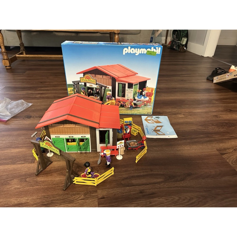 Vintage Playmobil 3775 Pony Ranch Horse Stable 1993 w/ Box Near Complete